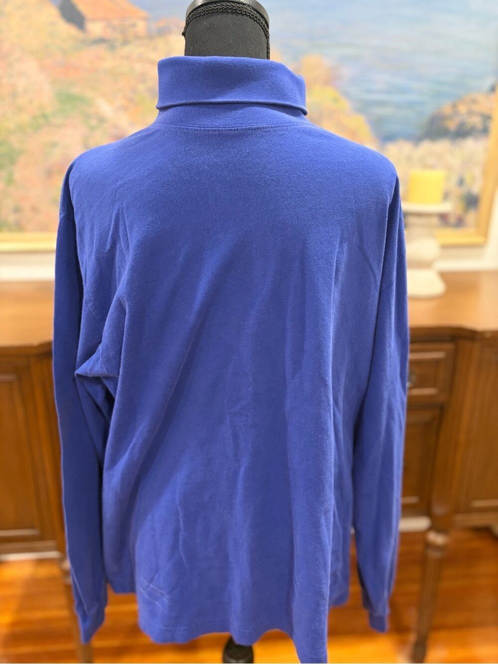 adidas Vintage 100% Cotton Men's Royal Blue Turtleneck Sweater
